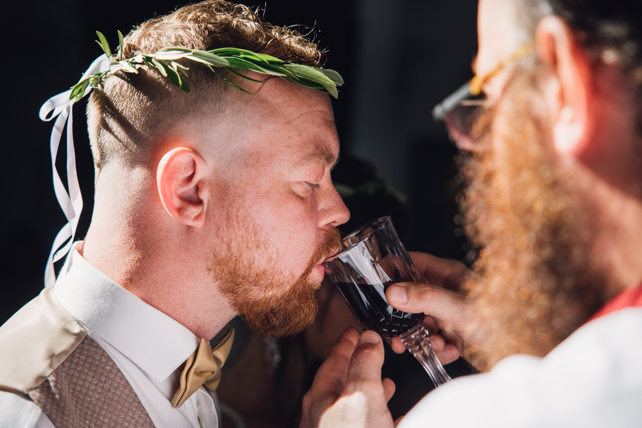 Orthodox wedding in Santorini Greece