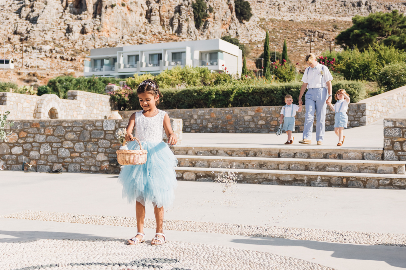Little girl bridesmaid photo session Rhodes Greece