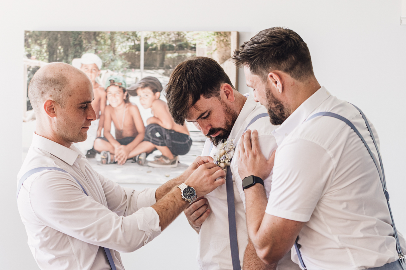 Groom getting ready with friends Rhodes photographer