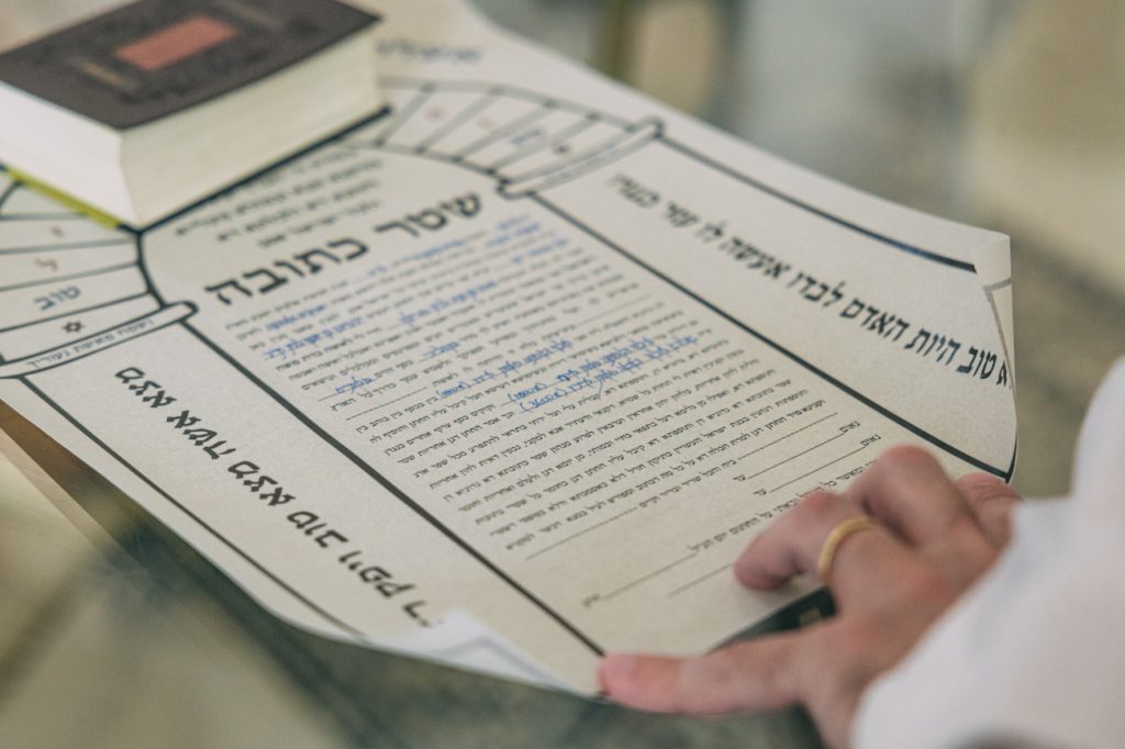 Signing the Ketubah: A Jewish Marriage Contract Ceremony
