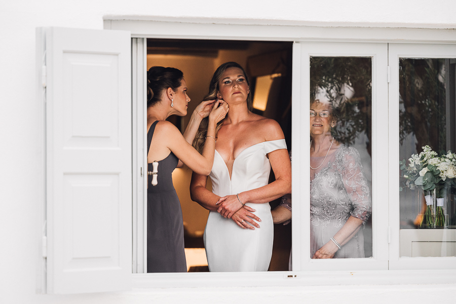 Wedding photography in Athens: Bride preparing for the ceremony in Athens Riviera